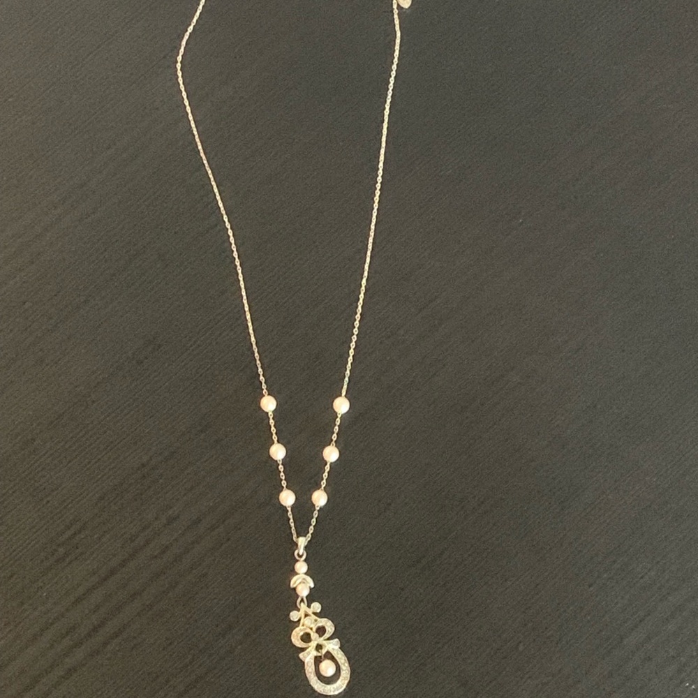 Monet owl necklace in sliver tone with faux pearl